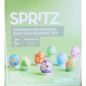 Easter Egg Decorating Kit by Spritz Farmhouse Friends Stickers, Dye, Stands